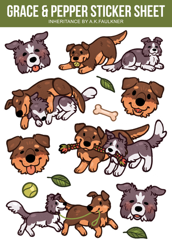 Vinyl Sticker Sheet: Grace and Pepper